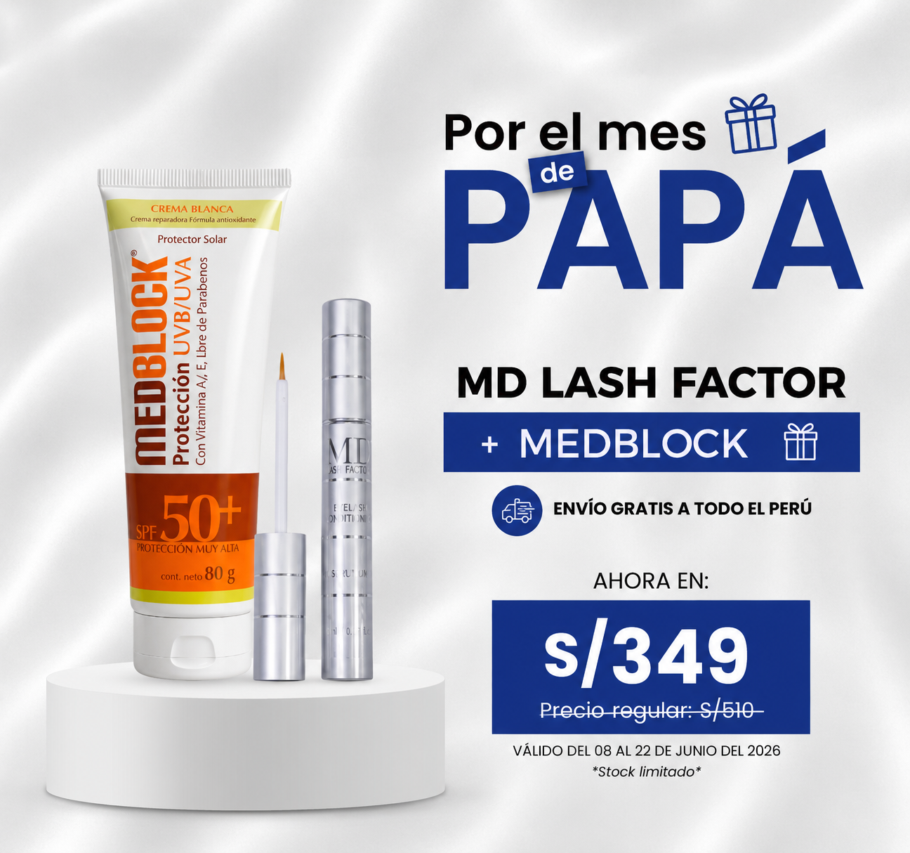 PROMOCIÓN MD LASH FACTOR + MEDBLOCK CREMA COLOR