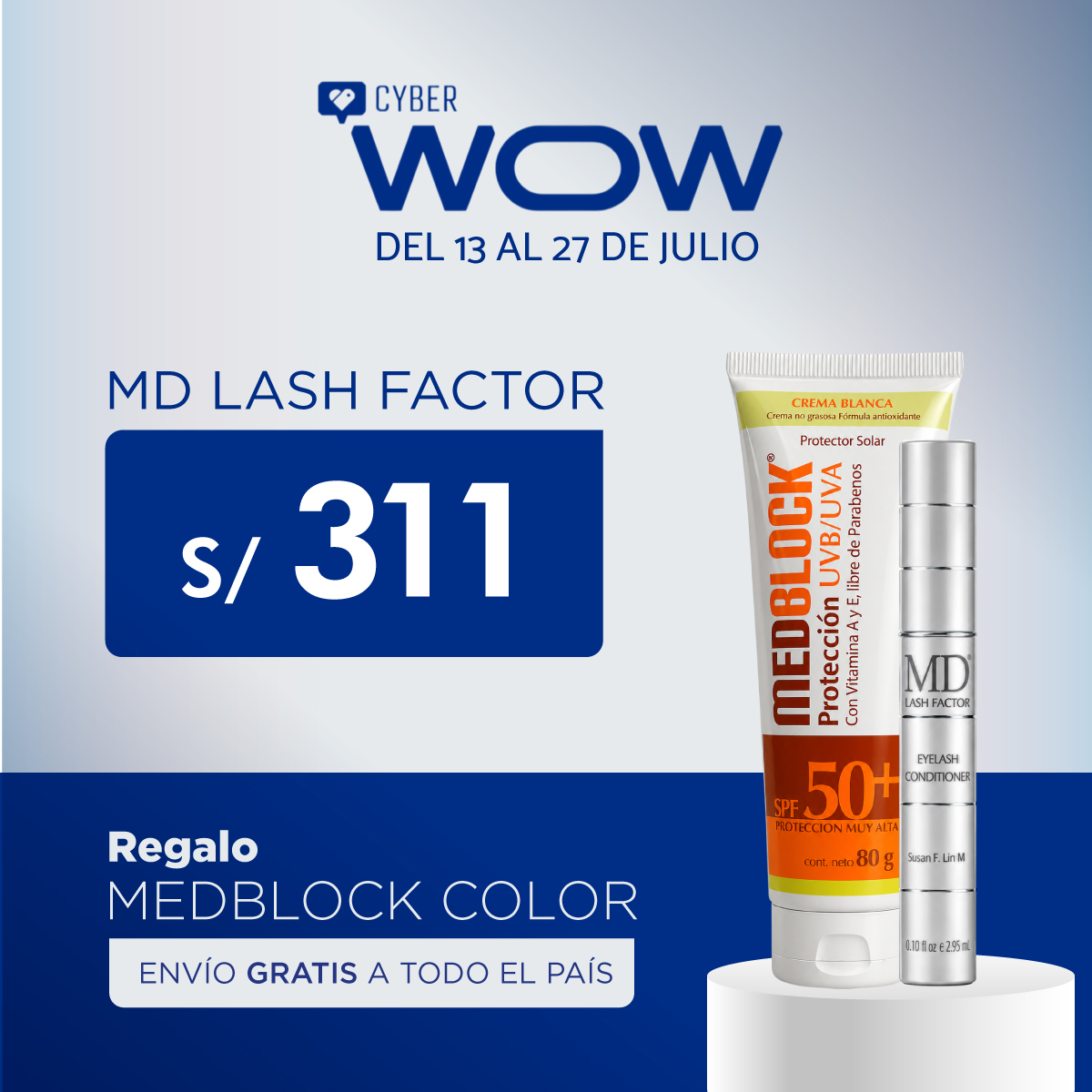 PROMOCIÓN MD LASH FACTOR + MEDBLOCK CREMA BLANCA