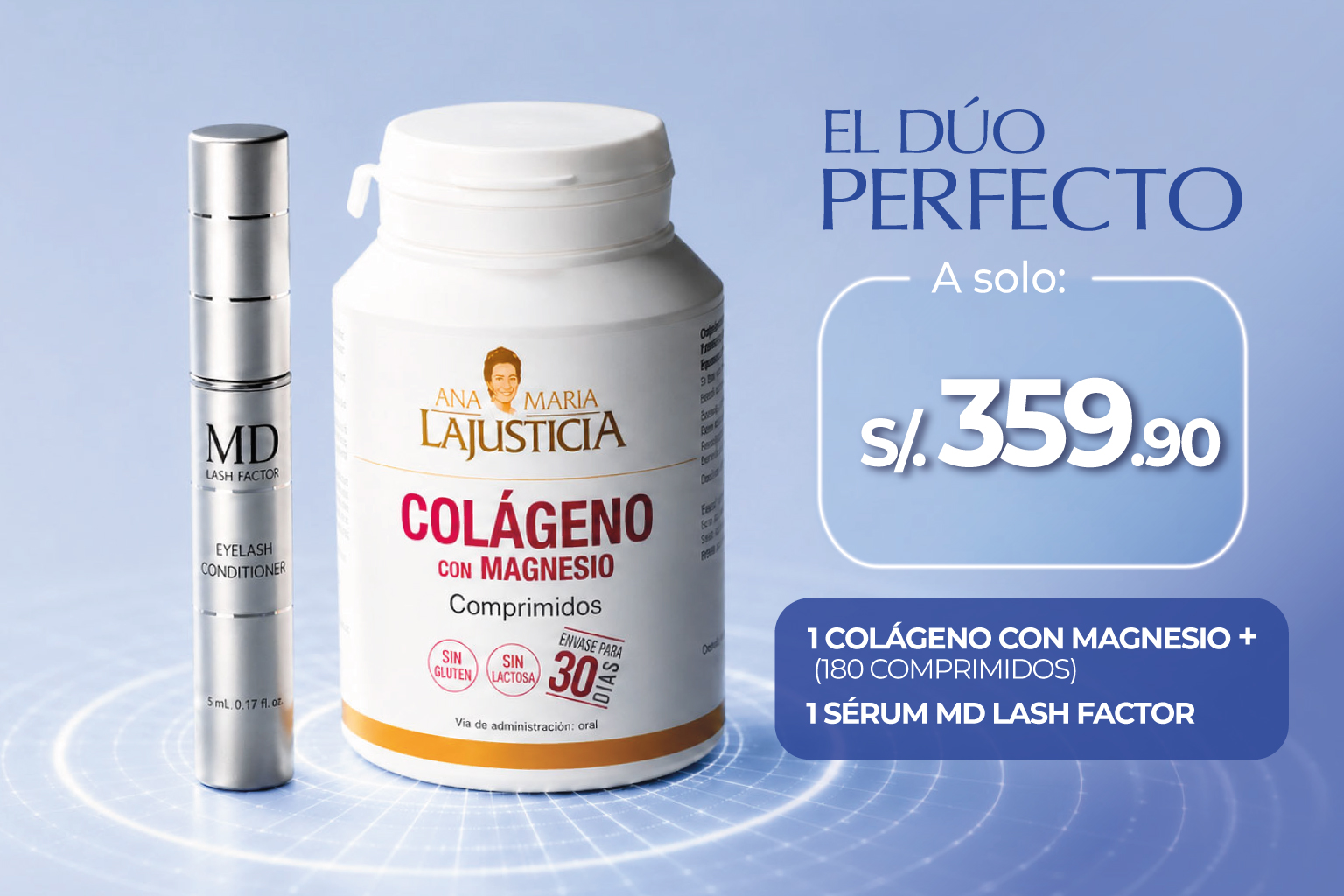 PROMOCIÓN MD Lash Factor Serum + Colágeno + Magnesio (180 comprimidos) de Regalo